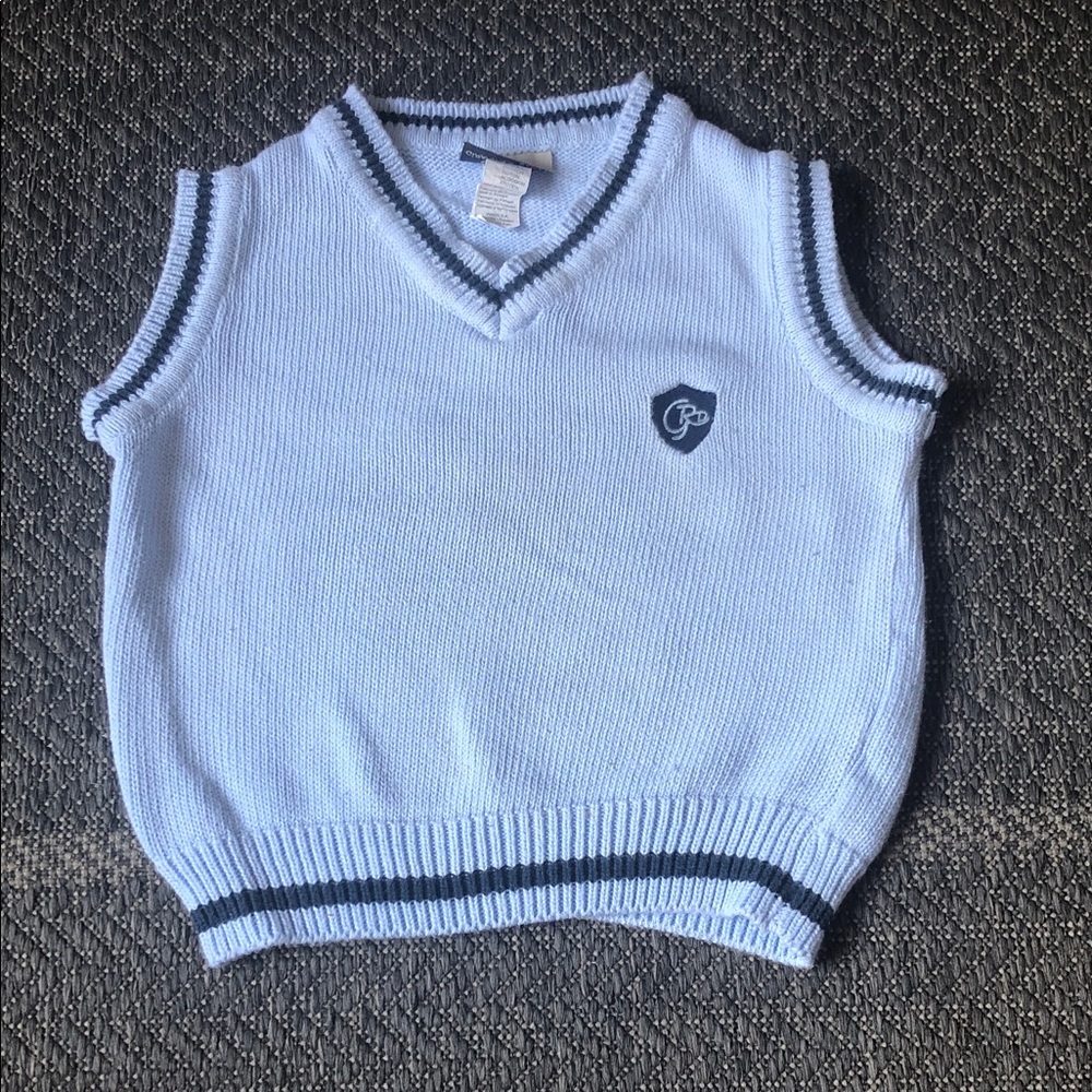 GAP Baby Blue Knit Sweater Vest with Navy Trim